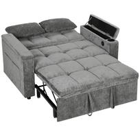 Sofa-lova su 5 padėčių atlošu ir USB jungtimi, pilka, 137 x 91 x 95 cm