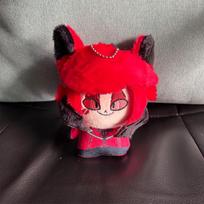 15cm Alastor 3V Vox Plush Toys Bag Keychain Funny Anime Animation Hazbin Hotel Character Figure Plushie Keys Chain Pendant Doll About 15cm red