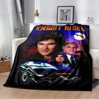 Raitelis KITT automobilio spaudinio flanelinis pledas, minkštas jaukus užklotas lovai, sofai, retro 80-ųjų TV serialų namų dekoras 80cm x 120cm gray