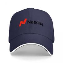 Nasdaq Logo Black Baseball Cap with Red and Black Embroidery Design for Unisex and Women Casual Streetwear Fashion Accessory One Size blue