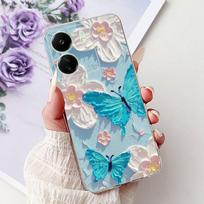 For Xiaomi Redmi 13C 5G 4G  Back Bumper Redmi 13 4G Colorful Butterfly Flower Painting Phone Case Transparent Soft TPU Silicone Redmi 13C 5G gray