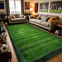Futbolo Aikštės Ilgi Kilimai Pūkuoti Minkšti Didelio Plotas Svetainės Dekoro Kilimas Sporto Tema Miegamojo Filmų Peržiūros Kambario Grindų Kilimėlis 1.9x5.2ft(60x160cm)