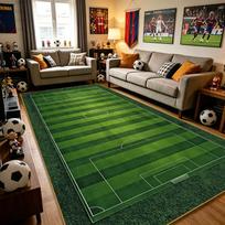 Futbolo Aikštės Ilgi Kilimai Pūkuoti Minkšti Didelio Plotas Svetainės Dekoro Kilimas Sporto Tema Miegamojo Filmų Peržiūros Kambario Grindų Kilimėlis 2.6x5.2ft(80x160cm)