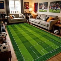 Futbolo Aikštės Ilgi Kilimai Pūkuoti Minkšti Didelio Plotas Svetainės Dekoro Kilimas Sporto Tema Miegamojo Filmų Peržiūros Kambario Grindų Kilimėlis 2.6x5.2ft(80x160cm)