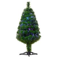 Artificial Christmas Tree with Lights, 90cm Tall, Multicolor Fiber Optics + Stand, 90 Branches, Green žalia