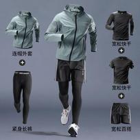 Mens 5-Piece Running Set Quick-Dry Sportswear Jogging Cycling Training Gym Outdoor Fitness M
