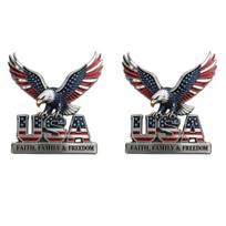 JAV Tikėjimas, Šeima ir Laisvė Metalinis Emblema, Erelis ir JAV Raidės Patriotinis Leidimas 3D Metalinė Automobilio Emblema, 250-ojo Jubilieja Raudona ir Mėlyna Vėliava Automobilio Lipdukas 2pcs gray
