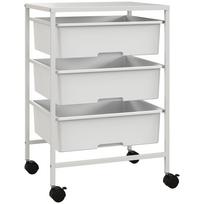 Multipurpose Trolley with 3 Removable Baskets and Wheels for Kitchen and Office in Steel and PP, White balta