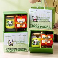 Cute Panda Ceramic Mug Gift Set black