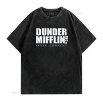 The Office Dunder Mifflin Vintage T Shirt vintage Washed designer clothes Breathable Stretched homme Top For Everyday Wear M black