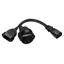 Electrical Plug Adapter C14 3Pin to European 4.0 and German 4.8mm Female Socket Power Cord 32cm PVC black