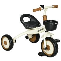 Children's tricycle with bell and basket, adjustable seat with backrest - for children aged 2 to 5 years, white
