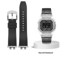 Classic For Casio G-SHOCK 35th Anniversary GMW-B5000 GM-B2100 Metal Small Square Series Strap Silicone Quick Release Rubber Watch Band GMW-B5000 gray