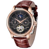 Vyriški laikrodžiai Automatinis mechaninis laikrodis Tourbillon laikrodis Natūralios odos vandeniui atsparus laikrodis Vyrai Karinis riešo laikrodis Vyras black
