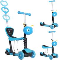 5-in-1 Children's Scooter, 3-Wheel Scooter, Adjustable Handlebar Height, Max Load 60 kg, Telescopic Push Handle, Removable Seat and Backrest, Blue