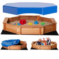 Wooden Children's Sandpit with Seats and Cover, Ages 3-8 Years, 139.5x139.5x21.5cm