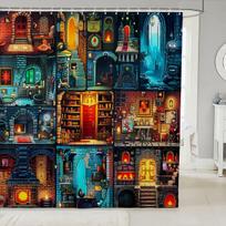 Sandbox Gamer Shower Curtain, Pixel Miner Block Print Waterproof Quick Dry Bathroom Curtain for Boys Teens with Hooks 90x180cm35x71in brown
