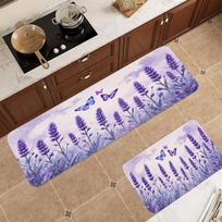 1Pcs Anti Fatigue Kitchen Rugs, Purple Flo Print Waterproof Non-Slip Thick Cushioned Kitchen Mat Heavy Duty Comfort Standing Mat 40*60cm