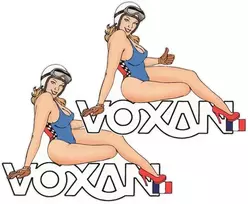 Motociklu Lipdukai Motociklo lipdukai Voxan Pin-Up Girl, dizainas Nr. 2, retro stiliaus, 2 vnt.