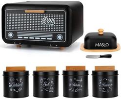 Chlebak Elitehoff Retro Radio z Maselniczką i Pojemnikami Black (E-6337) | E-6337 | 5907768763374