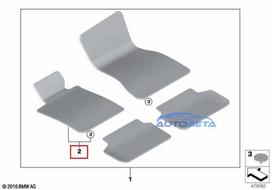 BMW Dešinės Dėžės Kilimėlis Velours Juodas 5 G30 G31 Originalus 51477489629