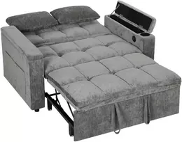 Sofa-lova su 5 padėčių atlošu ir USB jungtimi, pilka, 137 x 91 x 95 cm