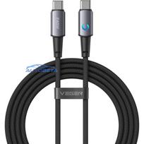 Cable with LED light indicator Type C to Type C VEGER PD 5A 240W CC2-ZSD 1,5 m black
