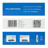 Switch POE PNI SWPOE162, 16 POE 100Mbps ports, 2 UP Link 1000Mbps ports, 1 SFP 1000Mbps port, 240W, AI Extend function