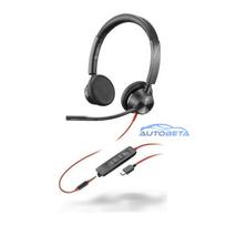 HP Poly Blackwire 3325 Stereo Microsoft Teams Certified USB-C Headset +3.5mm Plug +USB-C / A Adapter