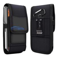 Vertical Belt Phone Pouch for iPhone 6 / 7 / 8 / 12 Mini / 13 Mini, Samsung Galaxy A40 / S5, Oxford Model 2, Black