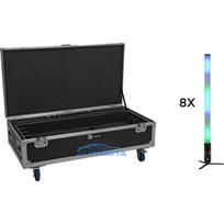 EUROLITE komplekts 8x AKKU IP Pixel Tube 360° PRO CRMX + Flightcase ar riteņiem un lādētāju