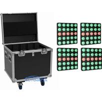EUROLITE komplekts 4x LED Pixel Matrix Panel 5x5 RGB / WW + Flightcase ar riteņiem