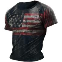 Amerikietiški vyriški marškinėliai Laisvi apvalia kaklo iškirpte JAV vėliava Trumpomis rankovėmis Viršutiniai drabužiai Streetwear Vyriški drabužiai Labai dideli marškinėliai 3XL 6XL gray