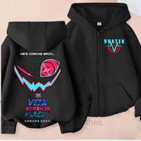 Cartoon Anime Vox Hazbin Hotels Printed Hoodie Harikuru Long Sleeve Hoodie Sweatshirt Zipper Coat 4XL black