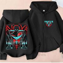 Cartoon Anime Vox Hazbin Hotels Printed Hoodie Harikuru Long Sleeve Hoodie Sweatshirt Zipper Coat XL black