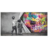 Graffiti vaikas atidengtas teisingumo drobė, tapyba kumščiu, mobiliuoju pančiu plakato spausdinimo sienelės paveikslas, skirtas gyvenamojo kambario dekorui Cuadros 50x100cm black