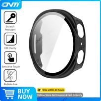 Glass+Case for Samsung Galaxy Watch 9 40mm/44mm Tempered Glass Screen Protector & Hard PC Protective Bumper Accessories for Watch 9 44mm juoda