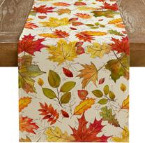 Padėkos diena Rudens klevo lapai Lino staltiesė Stalo bėgikas Šventės Dekoracija Rudens Rustic Sodybos Virtuvės Valgomojo Stalo Bėgikas Namų Dekoras 150x33cm yellow
