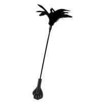 BDSM rimbas su plunksna Blaze, juodas, dvipusis, 60 cm