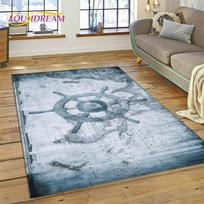 3D senovinis jūrinis pasaulio žemėlapis Kompaso kilimas miegamojo svetainės sofos dekoravimui, vaikų žaidimo didelis dekoro grindų kilimėlis 120cm x 160cm