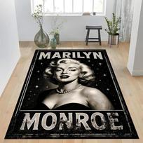 Vintažinis Marilyn Monroe žvaigždės juodame rėme neslystantis grindų kilimėlis Retro Holivudo įžymybė skalbiamas vidaus svetainės miegamojo zonos kilimas 80x120cm( 31x47in)