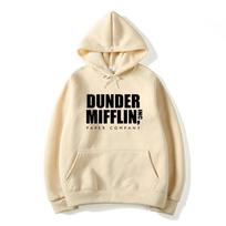Dunder Mifflin The Office TV Show Graphic Hoodie Unisex Hooded Sweatshirt Text Print Street Style Oversized Pullover Tops Men Women Daily Casual Wear XXXXL beige