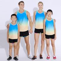 Kids Adult Track Suit Running Training Marathon Vest Set Family Matching Sportswear M blue