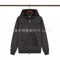 GLO GANG Streetwear Hooded Zip-Up Sweatshirt Unisex Oversized Cartoon Print Casual Pullover Teens Adults XXL black