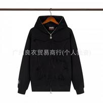 GLO GANG Streetwear Hooded Zip-Up Sweatshirt Unisex Oversized Cartoon Print Casual Pullover Teens Adults XL black