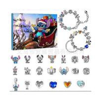 (Stitch D) Christmas Alloy Blind Box Advent Calendar with Bracelet and Ornament Collection Winnie the Pooh