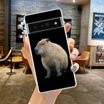 Miela animacinių filmų kapybara, skirta Google Pixel 8 7 6 Pro 6A 5 4 5A 4A 3A XL 5G telefono dėklas, atsparus smūgiams minkštas TPU permatomas dangtelis Pixel 4