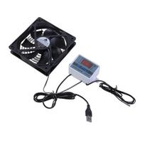 120mm 5V 1A USB Cooling Fan System with Temperature Control for Home Theater AV Cabinets and More black
