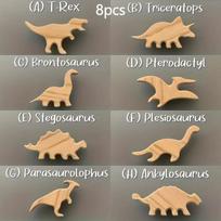 3/5/8 vnt. medinės dinozaurų spintelės rankenėlės, medinės stalčių rankenėlės su 8 unikaliais dinozaurų dizainais spintai, spintelėms, namų kambario dekoravimui