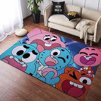 Nuostabusis Gumbalo pasaulis Animacinio filmo Spaudinys Plotinis Kilimas Neslystantis Minkštas Grindų Kilimėlis Vaikų Miegamojo Svetainės Juodas Fonas Dekoras Dovana 40x60cm( 15x23in ) blue